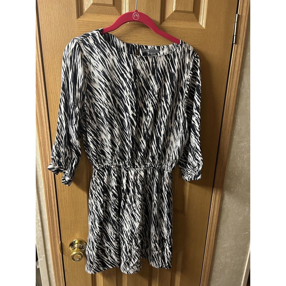 vince xl extra large 3/4 Sleeve Black And White Dress